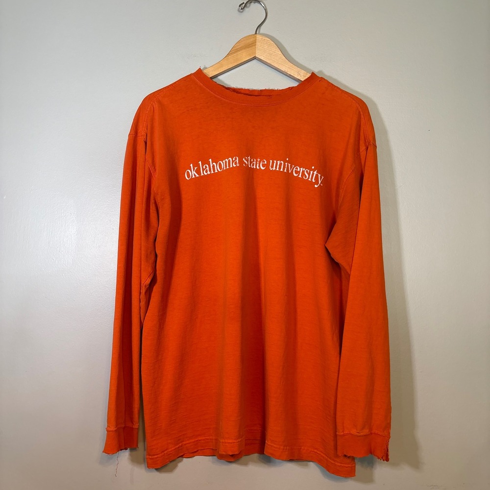 Vintage JanSport Oklahoma State University Long Sleeve T-Shirt Orange Mens L - Picture 1 of 6